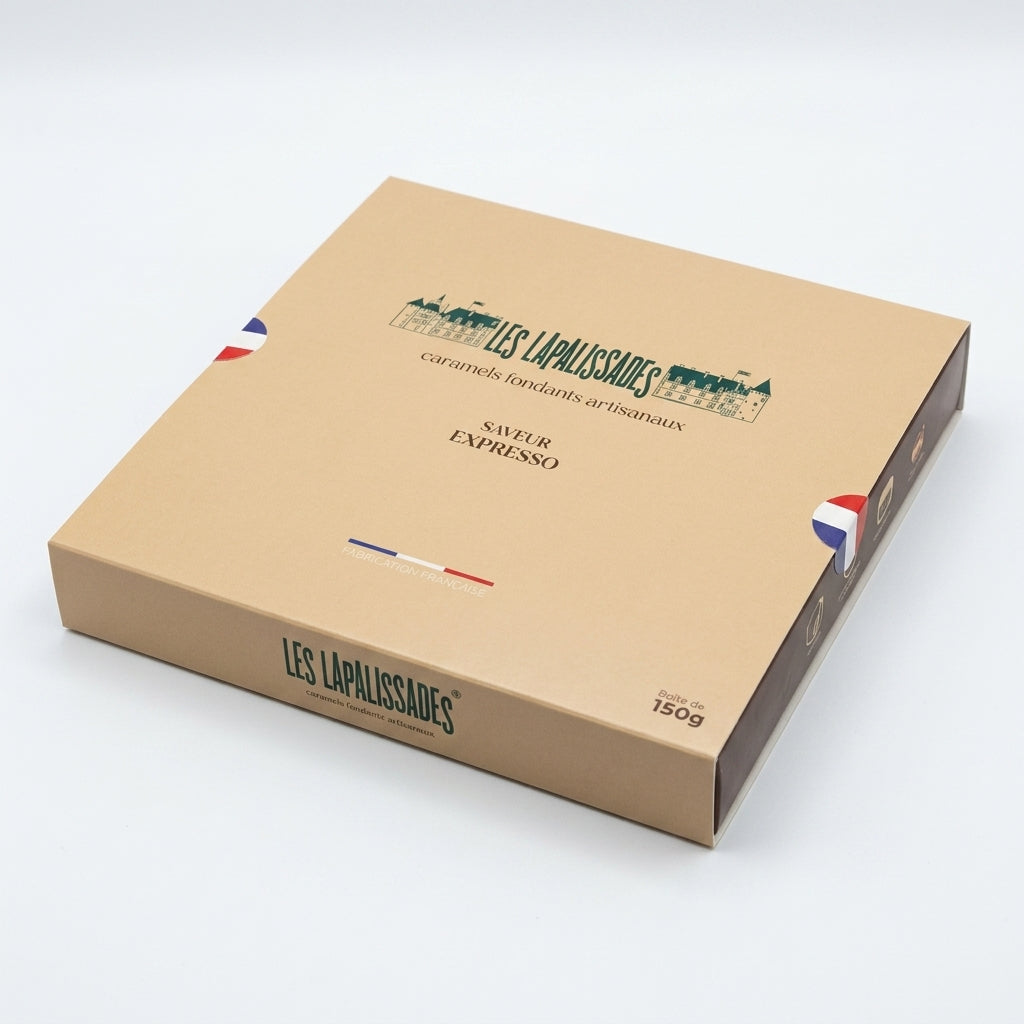Boîte cadeau de caramels fondants 150 g saveur Expresso, Les Lapalissades®